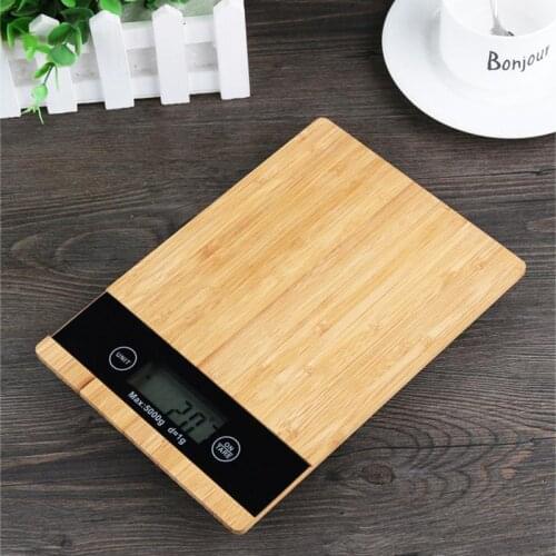 Kitchen Scale Bamboo LED Display Electric Kitchen Weighing Scale Food Diet Weight Balance Wood Scale Cooking Scale Food Scale