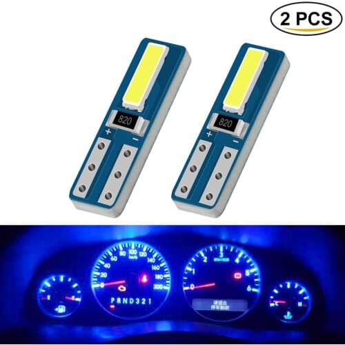 2pcs T5 Led Bulb W3W W1.2W Car Auto Lamp 7020 Chips Wedge Light Instrument Dashboard Lamp Indicator Signal Bulbs DC 12V 6000K