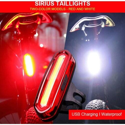 Multi-Function Bicycle Two-Color Dimming Taillight Run Light Red White/Red Blue USB Charging High Brightness Cob