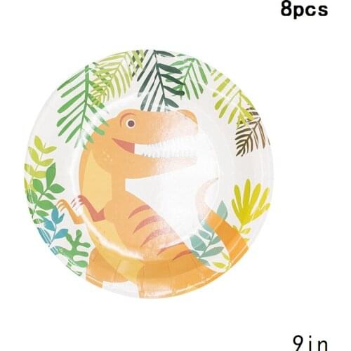 Smile Dinosaur Disposable Tableware Jurassic World Theme Parti One 1st Boy Birthday Dino Party Jungle Safari Roar Party Decor