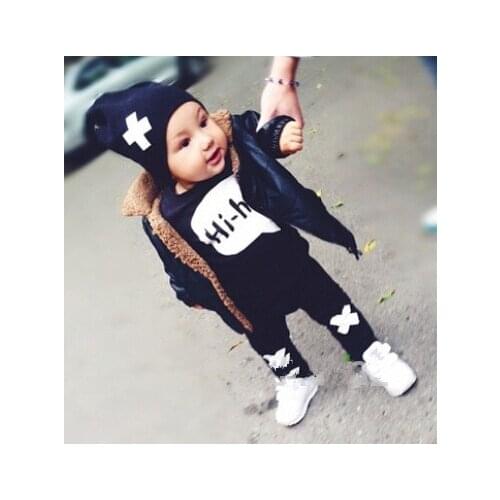 2020 Autumn Baby Babe clothing sets infant long-sleeved letter cotton T-shirt & pants -SAY Hi boys clothes baby spring clothes