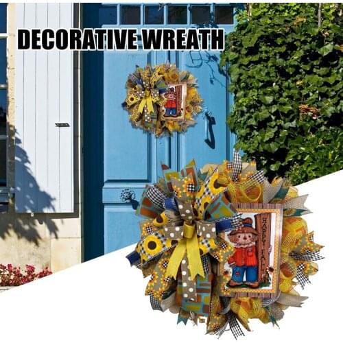 20cm Fall Front Door Wreath Harvest Gold Wheats Ears Circle Garland Autumn Wreath for Front Door Wedding Wall Home Decor can CSV