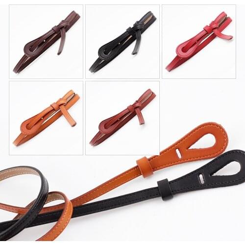 Luxury Female Belt for Women Red Bow Design Thin PU Leather Jeans Girdles Loop Strap Belts Bownot Brown Dress Coat Accessories