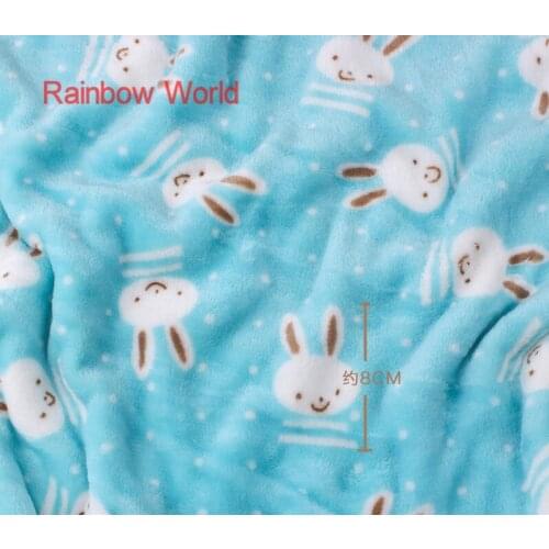 Print blue rabbit microfiber fabric High Quality super soft velboa for DIY sewing toys sofa material velvet(180*100cm)