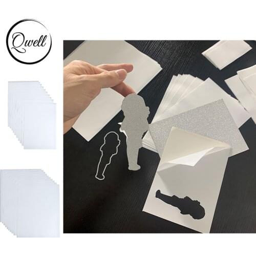 QWELL 10pcs/set Clear Double Sided Adhesive Sheets Multi-purpose DIY Scrapbooking Card Foil Stickers Making 8.5*11/6*8.5inch