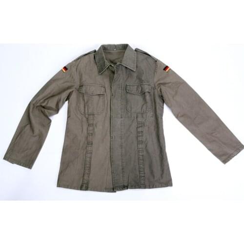 Shirt men military soldier German moleskin cotton pockets buttons straps