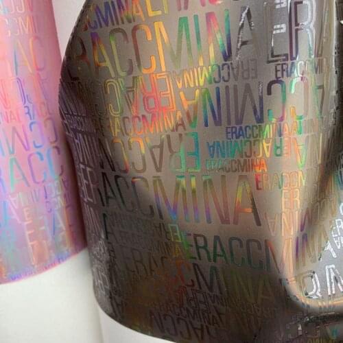Latin Alphabet Printed Holographic Synthetic Pu Leather Material