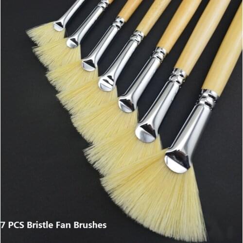 SEALODAN bristle Paintbrushes fan Watercolor Gouache Oil paint brushes painting supplies 7pcs/set