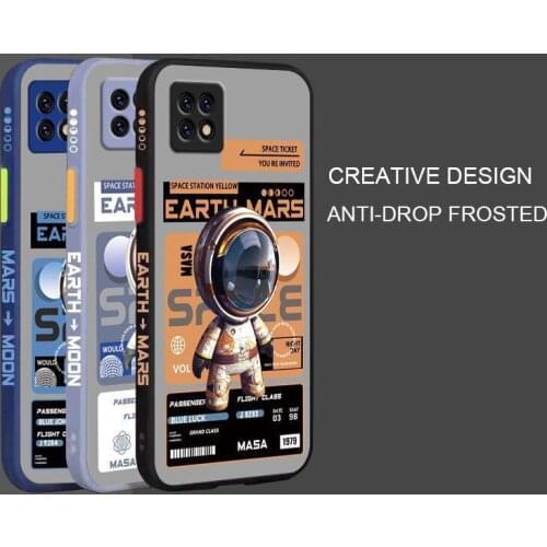 Cartoon Astronaut Pattern Phone Case For OPPO A72 5G Liquid Side Printing Silicone Shockproof Cover
