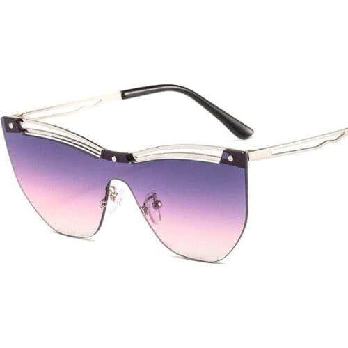 Luxury Cat Eye Sunglasses Women 2020 Fashion Butterfly Rimless Sun Glasses Female Green Yellow New Shades Metal Frames Eyewear