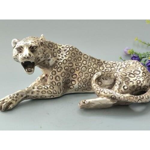 Antique Old MingDynasty silver Leopard statue ,Exquisite carving,hand crafts,best collection&adornment,free shipping