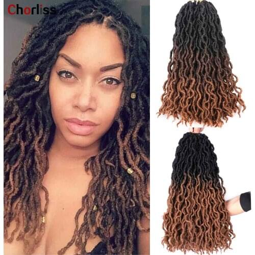 Chorliss 14inch 18Strands Synthetic Gypsy Faux Locs Curly Crochet Hair Braids Dreadlocks Hair For Black Women Ombre Bug Black