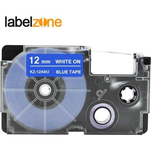 12mm*8m XR-12ABU White on blue Laminated Label Tapes Compatible for KL60 KL100 KL120 KL750 KL780 KL820 KL7000 Label Printer