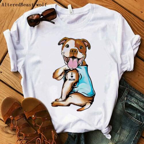 ZOGANKIN I Love Mom Dog Printed T-shirt Women Summer Fashion Casual Clothes Harajuku Kawaii Tops Tee Girl T shirt