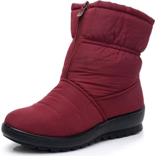 Women High Boots 2018 Winter Boots Female Warm Plush Snow Boots Middle Aged Mother Shoes Solid Fashion Waterproof Cotton Boots