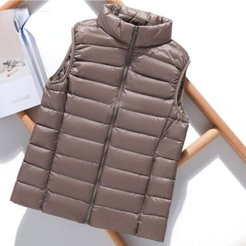Women Sleeveless Down Vest 2021 Autumn Winter Womens Ultra Light 90% White Duck Down Vest Slim Jacket Windproof Warm Waistcoat