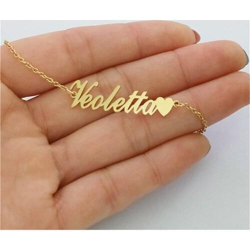 Custom Name Bracelet For Women Vinatge Jewelry Stainless Steel Heart Bracelets on Hand Femme Handwriting Pulseras Mujer