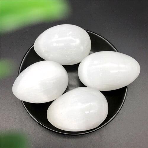 1PC Natural White Selenite Egg Stone Polished Gypsum Crystal Egg Shape Stone Gemstone Healing Natural Stones and Minerals