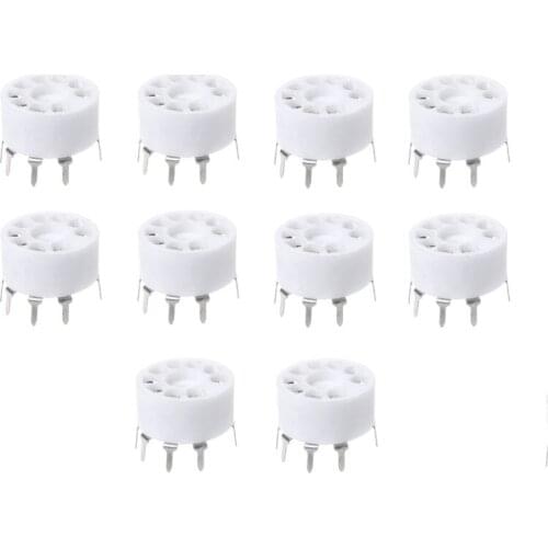 10pcs 9-pin Outlet Electronic Tube Ceramic Sockets Gold Plated Tube Holder Audio Accessories X4YD