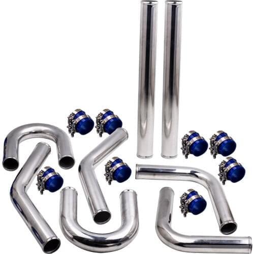 2.5" 63mm New Universal Intercooler Turbo Piping Aluminum Alloy Pipe Kit