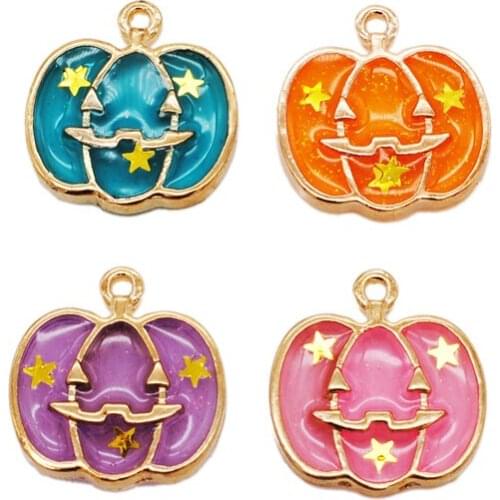 20pcs/Lot New Halloween Holiday Pumpkin Shape Enamel Charms For Jewelry Making Fashion Charm Earring Pendant Metal Charms