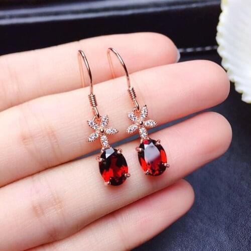 2021 Fashion New Product Elegance Temperament Color Treasure Simulation Ruby Tourmaline Long Earrings For Women Silver Jewelry