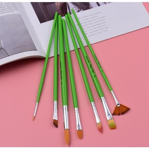 7pcs/set Multipurpose Art Supplies Paint Brushes Set Nylon Hair Wooden Handle Paintbrush for Acrylic Oil Gouache Face Painting
