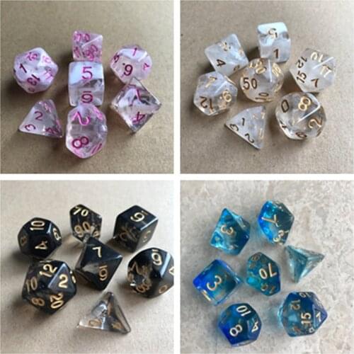 7Pcs/lot Transparent Multifaceted Dice D&d D4 D6 D8 D10 D% D12 D20 Polyhedral TRPG Games Dice Set for Board Game As Gift