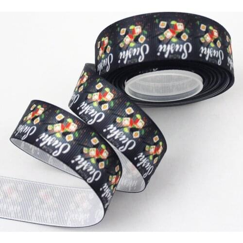 9-75mm width Cartoon sushi printed grosgrain ribbon DIY handmade materials Halloween wedding gift wrap tape ribbon