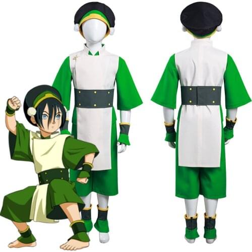 Anime TAvatar: The Last Airbender Toph bengfang Cosplay Costume Kids Children Vest Pants Outfits Halloween Carnival Suit