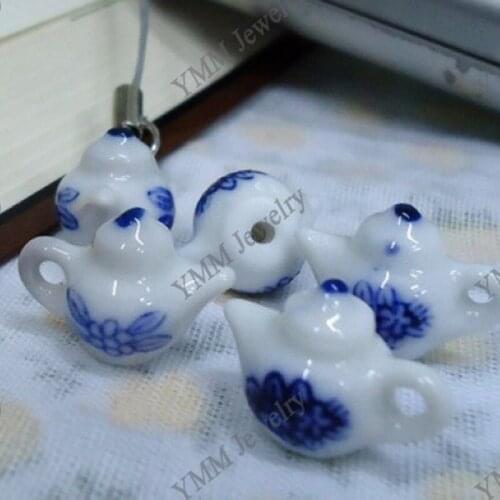 Free shipping Chinese teapot shape clay charms, mini ceramic pendants