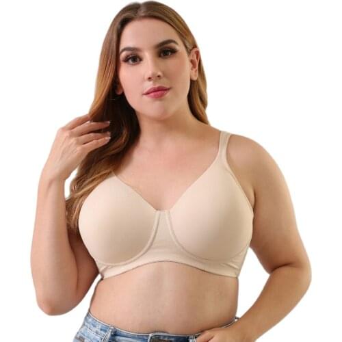 Melansheng Lightly Line Satin Full Coverage Seamless wireless Bra 90G-125G No Wire Wide Support Foam Straps Plus Size Bra