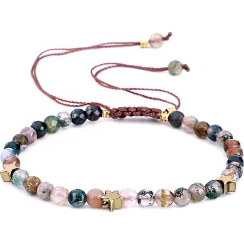 Natural Stone Bracelet Luxury Faux Grass Agate Bracelet Section Faux Crystal Hand Rope Multicolor Bracelet for Men and Women