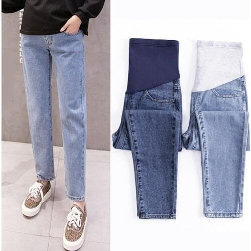 Pregnancy Abdominal Pants Spring Jeans Maternity Pants For Pregnant Women Clothes High Waist Trousers Loose Denim Jeans