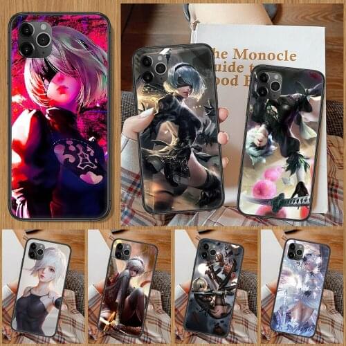 NieR Automata 2B Anime Phone Case For iphone 5 5S SE 2 6 6S 7 8 11 12 Mini Plus X XS XR Pro Max black pretty cover soft bumper
