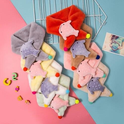 Childrens Scarf Baby Solid Color Cartoon Boys and Girls Warm Scarf Cute Mouse Fur Scarf