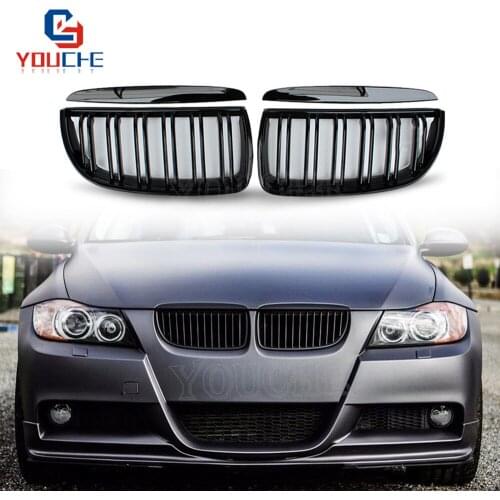 E90 Pre-LCI Front 2 Line Double Slat Grille For BMW 3 Series E90 E91 2005 - 2007 4-door Sedan Wagon 320i 325i 328i 330i 335i