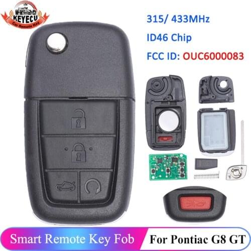 KEYECU OUC6000083 4+1 5 Button 315MHz 433MHz Flip Car Remote Key Fob CAN ID46 Chip for Pontiac G8 GT 2008 2009 2010 2011