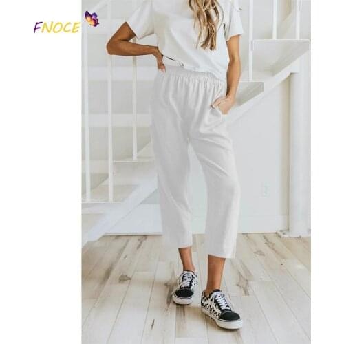 Женские льняные брюки Fnoce China At AliExpress