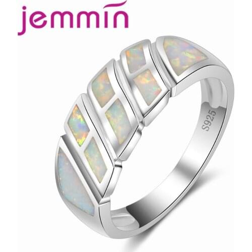 White Fire Opal Rings 925 Sterling Silver Women Party Wedding Engagement Ring For Female Jewelry Best Gifts