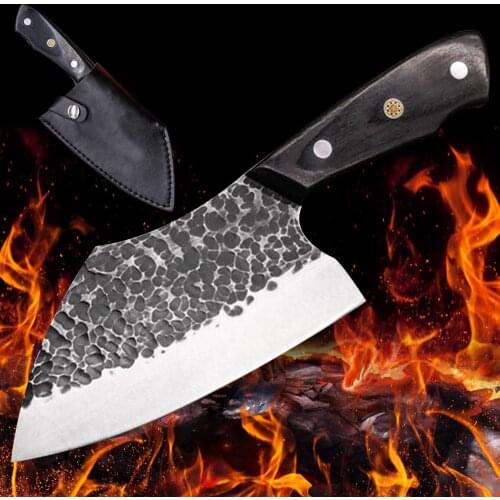 Forged Knife Handmade Butcher Knife Master High Hardness Chop Slicing Chef Kitchen Knives Utility Kitchen Knife Gift Knife Case