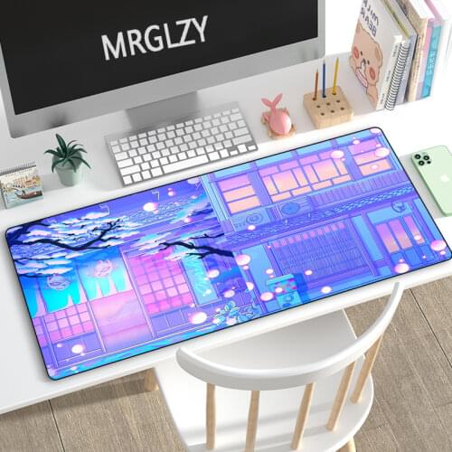 Drop Shipping Anime Mouse Pad 40X90CM Cherry Blossoms Large Waterproof Mousepad Gaming Accessoroes Laptop Gamer Keyboard DeskMat