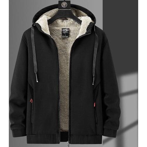 Big Size 6XL 7XL 8XL Winter Zip Pockets Mens Warm Jacket Black Grey Thick Fleece Thermal Coat Man Windbreaker Casual Jackets