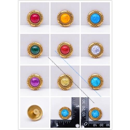 Brass screwback Turquoise conchos rivets flower carved decorative buttons for leather craft wallet bag saddle belt decor