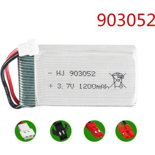 3.7V 1200mAh 30C Lipo Battery For Remote Control Helicopter Drone Airplanes batteries Li-po 3.7 v 903052 JST SM Plug