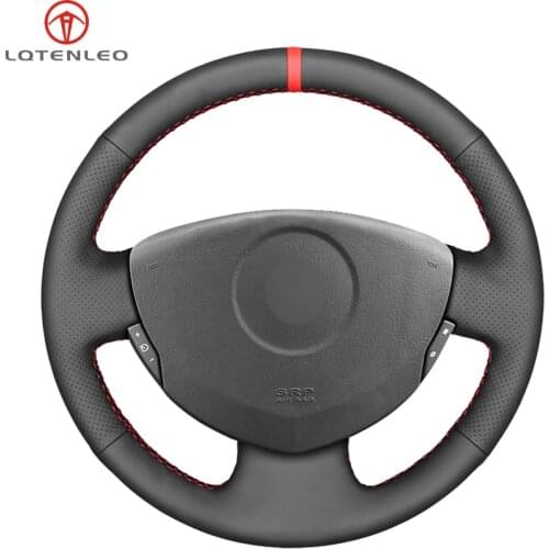LQTENLEO Black Artificial Leather Car Steering Wheel Cover For Renault Clio 2 2001-2012 Logan Sandero Symbol Twingo 2 2009-2015