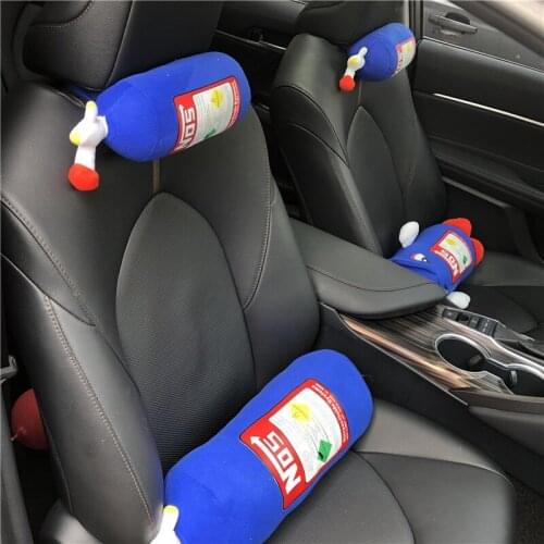 Cute 28/48cm Simulation NOS Nitrous Oxide Bottle Soft Pillow Car Decor Headrest Backrest Neck Rest plush practical Gift