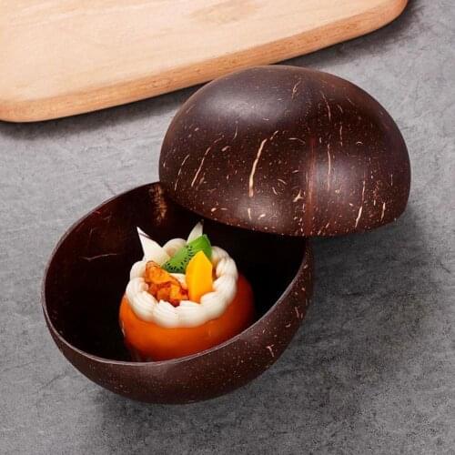Natural Coconut Bowl Decoration Fruit Salad Noodle Bowl Rice Shell Fruit Natural Bowl Coconut Smarts Wooden L3W2