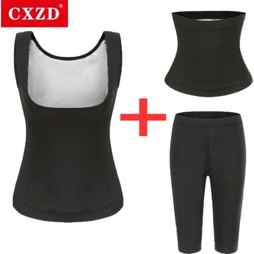 CXZD 2021 New Womens Silver ion coating Thermo Vest Body Shapewear Sauna Pants Slimming Corset Workout Fitness Weight Loss Belt