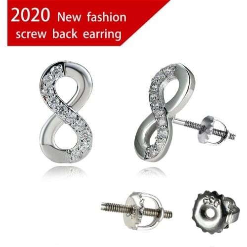 Charm Female Infinity Crystal Small Earrings Cool Silver Color Wedding Earrings Cute White Zircon Spiral Stud Earrings For Women